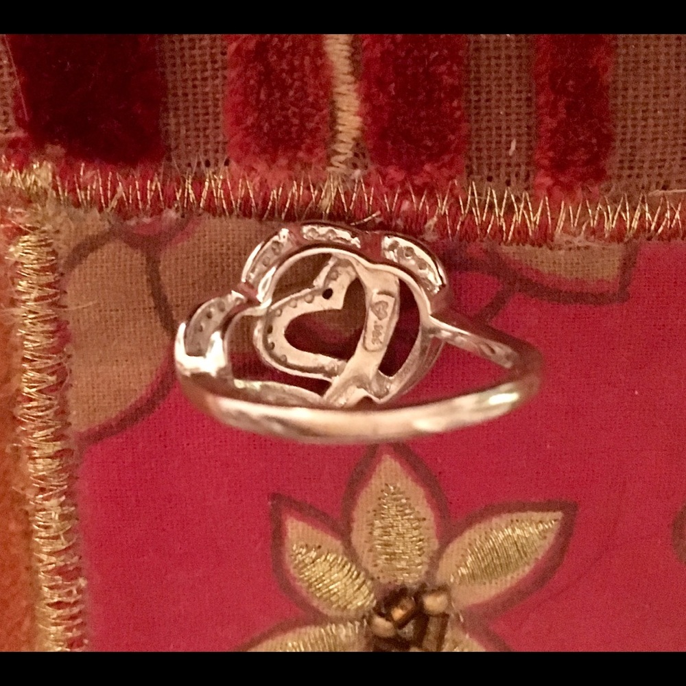 Sterling Silver (925) Hearts Ring w/Marcasite (8) - Picture 5 of 7
